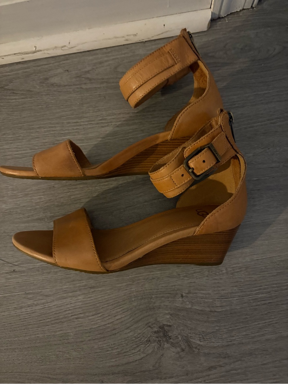 Ugg Women's Tan Wedge Ankle-Strap Sandals